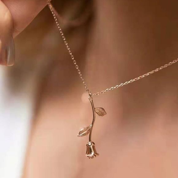 NEW! Dainty “Rose” 18K Rose Gold Pendant Necklace - Picture 3 of 7